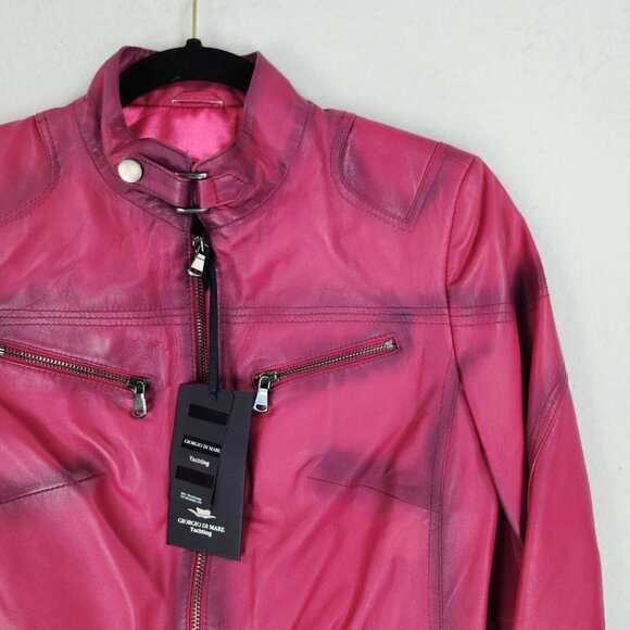 Women's Pink Leather Jacket - Picture 2 of 16